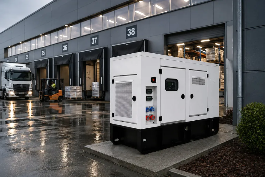 Aggregat an einem Logistikzentrum mit Verladerampen