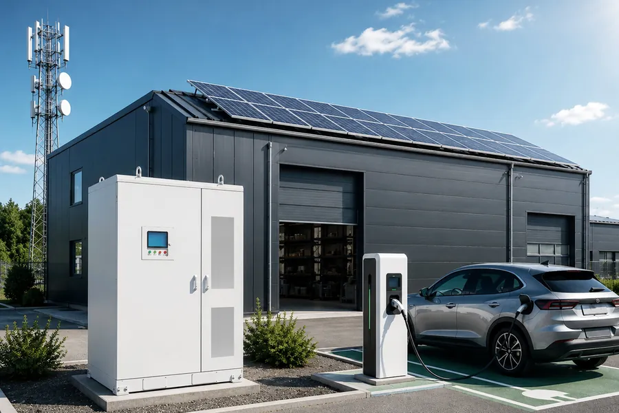 Batteriespeicher neben einer Ladesäule